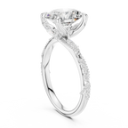 2.93 CTW Oval Cut Diamond Hidden Halo Twisted Pavé Engagement Ring in 14K Yellow Gold