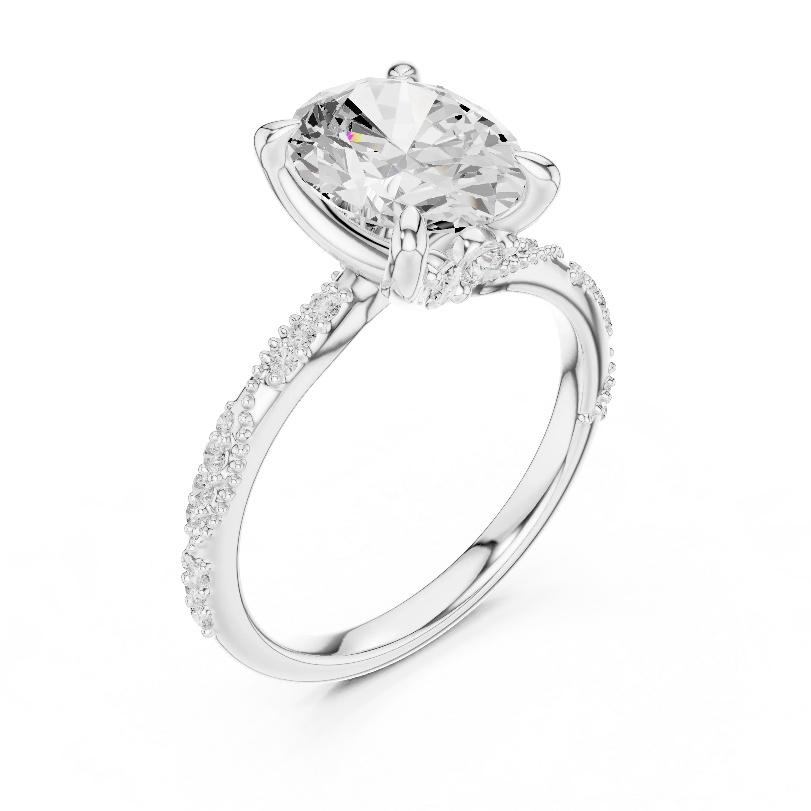2.93 CTW Oval Cut Diamond Hidden Halo Twisted Pavé Engagement Ring in 14K Yellow Gold