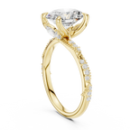 2.93 CTW Oval Cut Diamond Hidden Halo Twisted Pavé Engagement Ring in 14K Yellow Gold