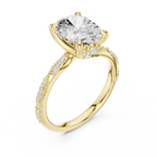 2.93 CTW Oval Cut Diamond Hidden Halo Twisted Pavé Engagement Ring in 14K Yellow Gold