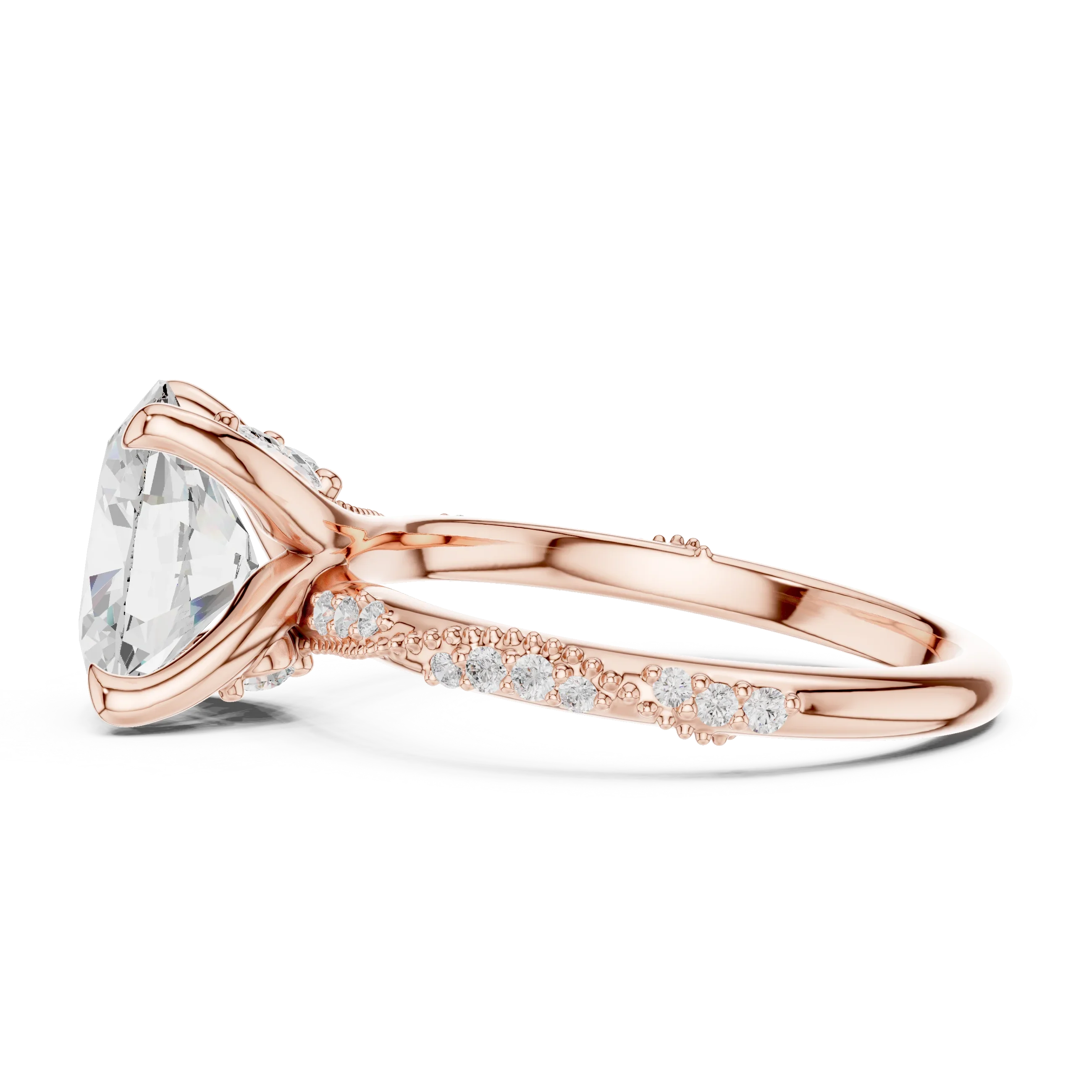 2.93 CTW Oval Cut Diamond Hidden Halo Twisted Pavé Engagement Ring in 14K Yellow Gold