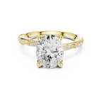 2.93 CTW Oval Cut Diamond Hidden Halo Twisted Pavé Engagement Ring in 14K Yellow Gold