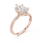 2.93 CTW Pear Cut Diamond Hidden Halo Twisted Pavé Engagement Ring in 14K Yellow Gold