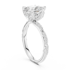 2.93 CTW Pear Cut Diamond Hidden Halo Twisted Pavé Engagement Ring in 14K Yellow Gold