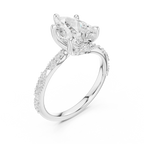 2.93 CTW Pear Cut Diamond Hidden Halo Twisted Pavé Engagement Ring in 14K Yellow Gold