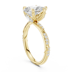 2.93 CTW Pear Cut Diamond Hidden Halo Twisted Pavé Engagement Ring in 14K Yellow Gold