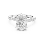 2.93 CTW Pear Cut Diamond Hidden Halo Twisted Pavé Engagement Ring in 14K Yellow Gold