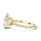2.93 CTW Pear Cut Diamond Hidden Halo Twisted Pavé Engagement Ring in 14K Yellow Gold