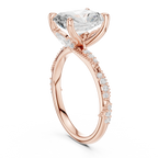 2.93 CTW Radiant Cut Diamond Hidden Halo Twisted Pavé Engagement Ring in 14K Yellow Gold
