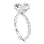 2.93 CTW Radiant Cut Diamond Hidden Halo Twisted Pavé Engagement Ring in 14K Yellow Gold