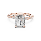 2.93 CTW Radiant Cut Diamond Hidden Halo Twisted Pavé Engagement Ring in 14K Yellow Gold