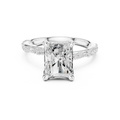 2.93 CTW Radiant Cut Diamond Hidden Halo Twisted Pavé Engagement Ring in 14K Yellow Gold
