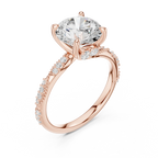 2.93 CTW Round Cut Diamond Hidden Halo Twisted Pavé Engagement Ring in 14K Yellow Gold