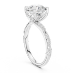 2.93 CTW Round Cut Diamond Hidden Halo Twisted Pavé Engagement Ring in 14K Yellow Gold