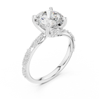 2.93 CTW Round Cut Diamond Hidden Halo Twisted Pavé Engagement Ring in 14K Yellow Gold