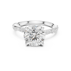 2.93 CTW Round Cut Diamond Hidden Halo Twisted Pavé Engagement Ring in 14K Yellow Gold