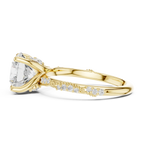 2.93 CTW Round Cut Diamond Hidden Halo Twisted Pavé Engagement Ring in 14K Yellow Gold