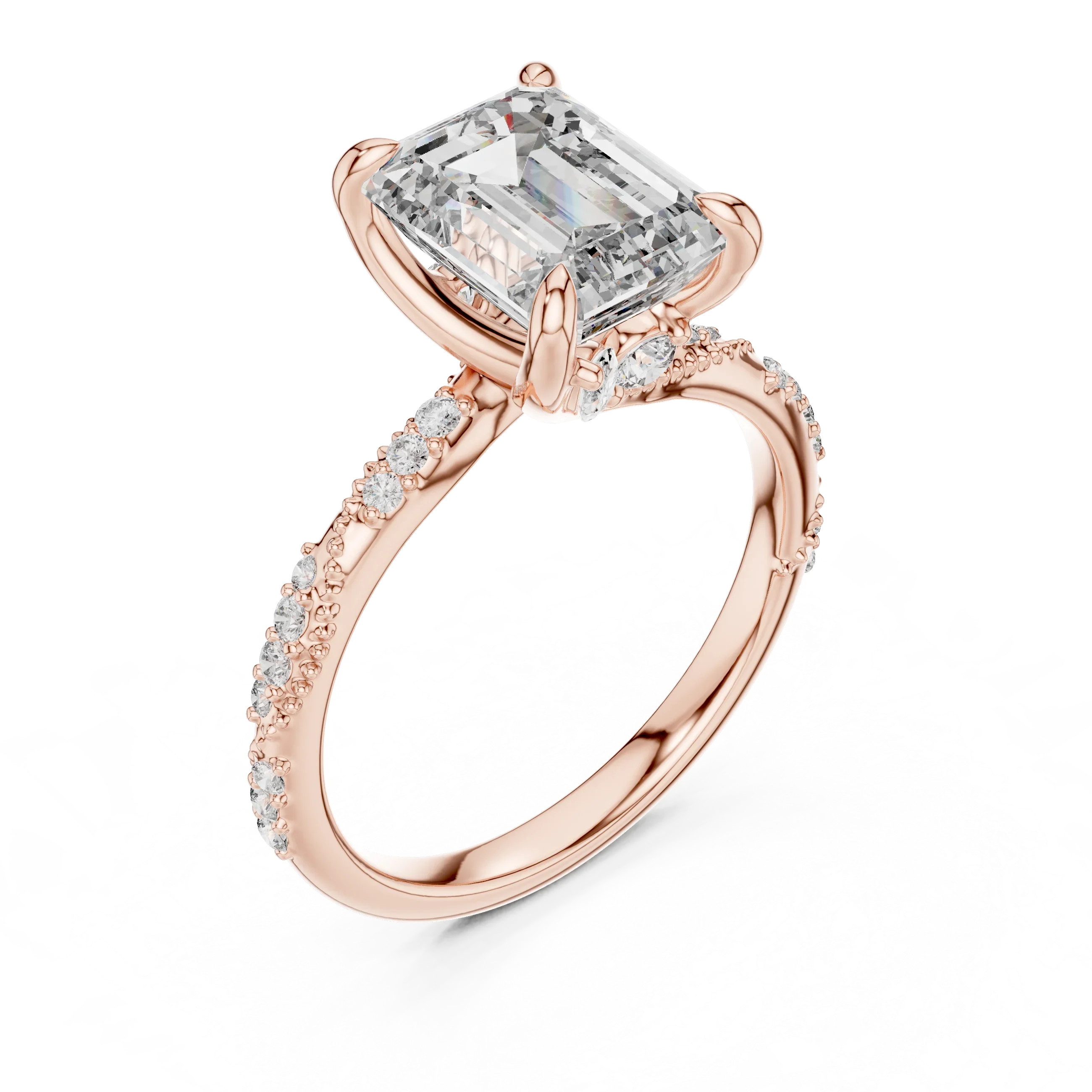 2.83 CT Emerald Moissanite Pave Engagement 925 Silver Ring