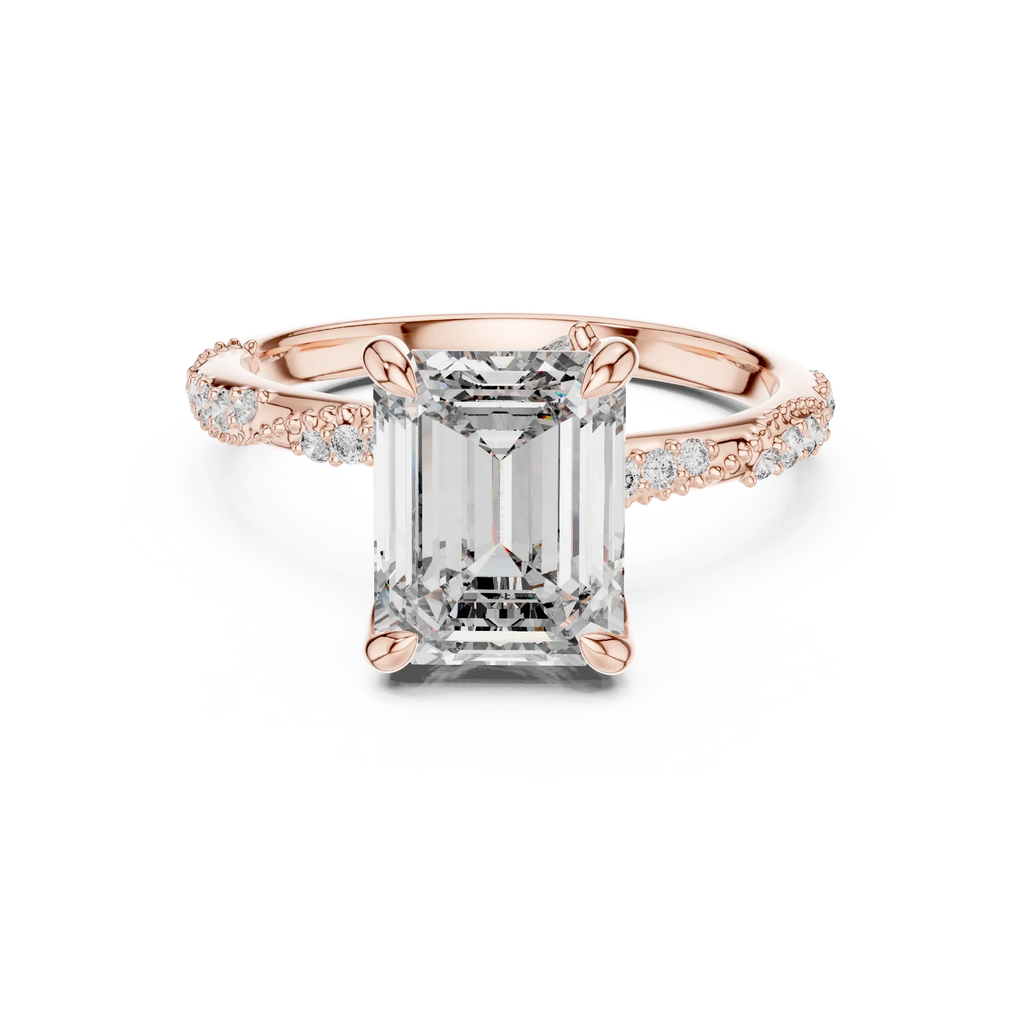2.83 CT Emerald Moissanite Pave Engagement 925 Silver Ring
