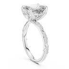 2.83 CT Emerald Moissanite Pave Engagement 925 Silver Ring