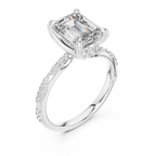 2.83 CT Emerald Moissanite Pave Engagement 925 Silver Ring