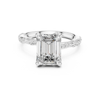 2.83 CT Emerald Moissanite Pave Engagement 925 Silver Ring
