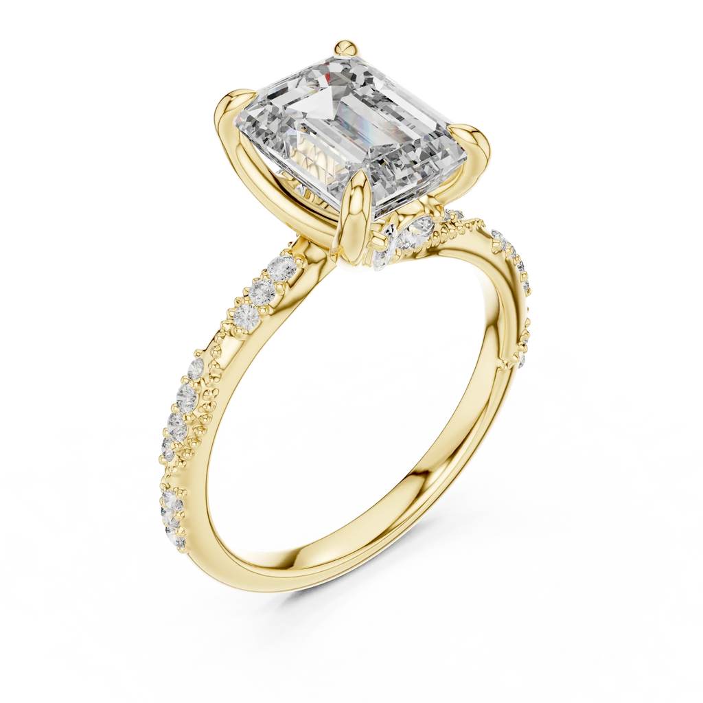 2.83 CT Emerald Moissanite Pave Engagement 925 Silver Ring