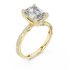 2.83 CT Emerald Moissanite Pave Engagement 925 Silver Ring
