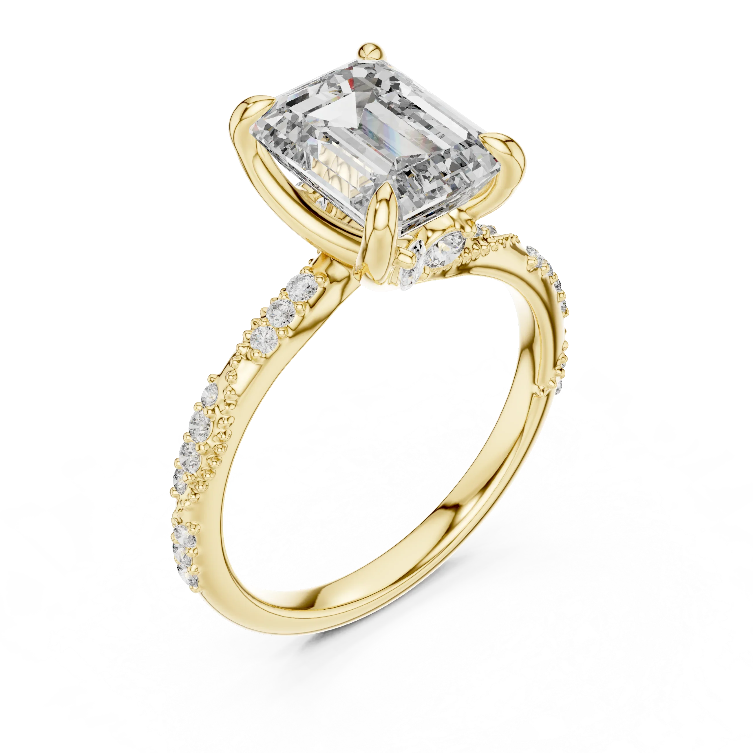 2.83 CT Emerald Moissanite Pave Engagement 925 Silver Ring