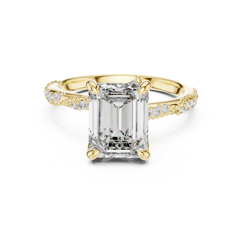 2.83 CT Emerald Moissanite Pave Engagement 925 Silver Ring