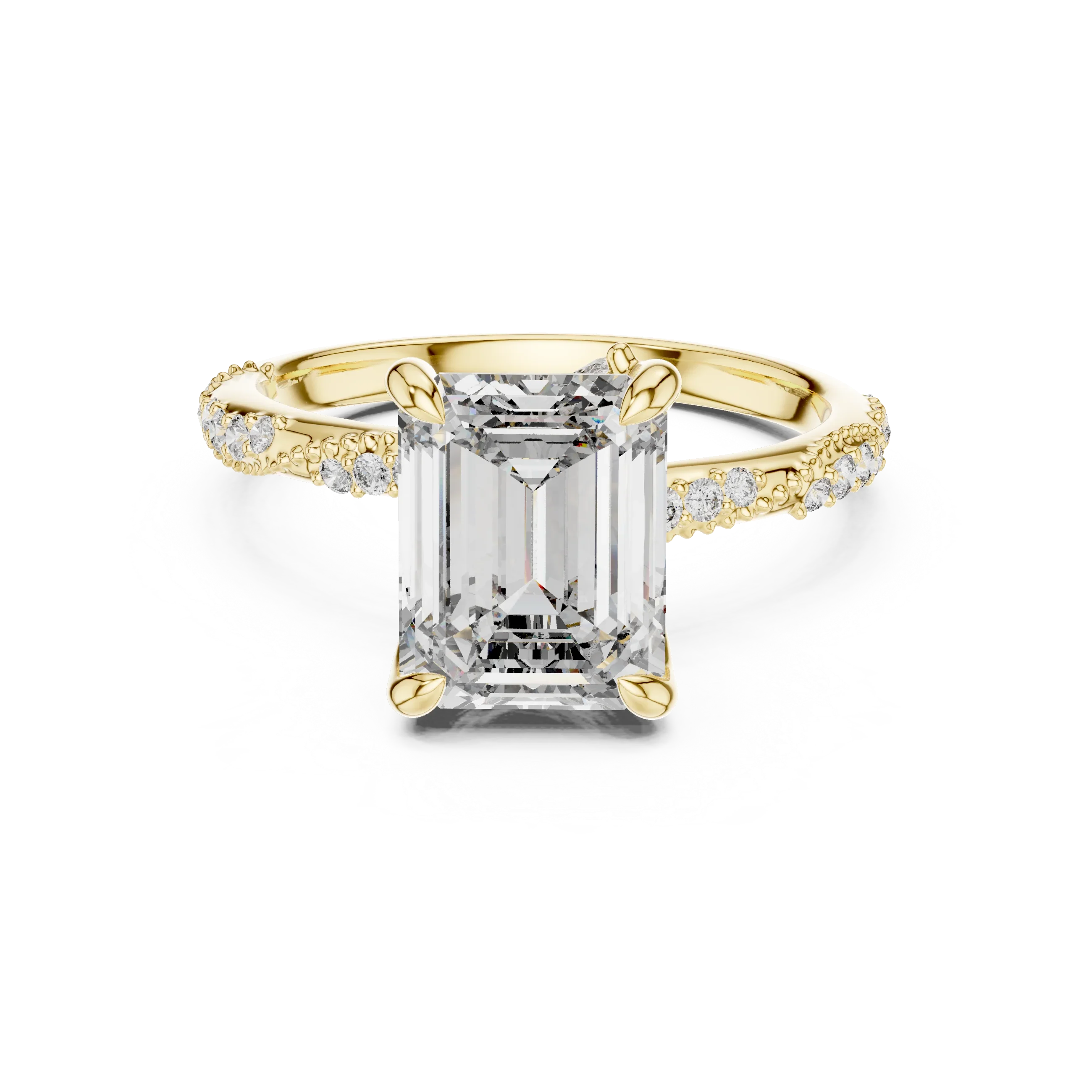 2.83 CT Emerald Moissanite Pave Engagement 925 Silver Ring