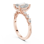 14K White Gold 2.33 CTW Emerald Cut Moissanite Engagement Diamond Ring with Pear Shape Side Stones