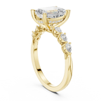 14K White Gold 2.33 CTW Emerald Cut Moissanite Engagement Diamond Ring with Pear Shape Side Stones