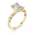 14K White Gold 2.33 CTW Emerald Cut Moissanite Engagement Diamond Ring with Pear Shape Side Stones