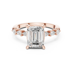 14K White Gold 2.33 CTW Emerald Cut Moissanite Engagement Diamond Ring with Pear Shape Side Stones