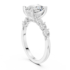 14K White Gold 2.33 CTW Oval Cut Moissanite Engagement Diamond Ring with Pear Shape Side Stones