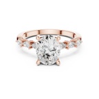 14K White Gold 2.33 CTW Oval Cut Moissanite Engagement Diamond Ring with Pear Shape Side Stones