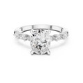 14K White Gold 2.33 CTW Oval Cut Moissanite Engagement Diamond Ring with Pear Shape Side Stones