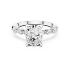 14K White Gold 2.33 CTW Oval Cut Moissanite Engagement Diamond Ring with Pear Shape Side Stones