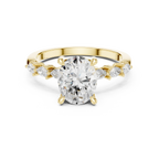 14K White Gold 2.33 CTW Oval Cut Moissanite Engagement Diamond Ring with Pear Shape Side Stones