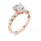 14K White Gold 2.33 CTW Pear Cut Moissanite Engagement Diamond Ring with Pear Shape Side Stones