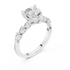 14K White Gold 2.33 CTW Pear Cut Moissanite Engagement Diamond Ring with Pear Shape Side Stones