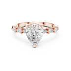 14K White Gold 2.33 CTW Pear Cut Moissanite Engagement Diamond Ring with Pear Shape Side Stones