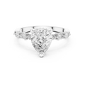 14K White Gold 2.33 CTW Pear Cut Moissanite Engagement Diamond Ring with Pear Shape Side Stones