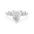 14K White Gold 2.33 CTW Pear Cut Moissanite Engagement Diamond Ring with Pear Shape Side Stones
