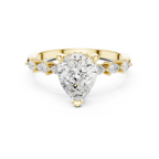14K White Gold 2.33 CTW Pear Cut Moissanite Engagement Diamond Ring with Pear Shape Side Stones