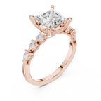 14K White Gold 2.33 CTW Princess Cut Moissanite Engagement Diamond Ring with Pear Shape Side Stones