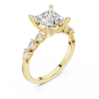 14K White Gold 2.33 CTW Princess Cut Moissanite Engagement Diamond Ring with Pear Shape Side Stones