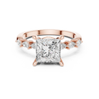 14K White Gold 2.33 CTW Princess Cut Moissanite Engagement Diamond Ring with Pear Shape Side Stones