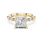 14K White Gold 2.33 CTW Princess Cut Moissanite Engagement Diamond Ring with Pear Shape Side Stones